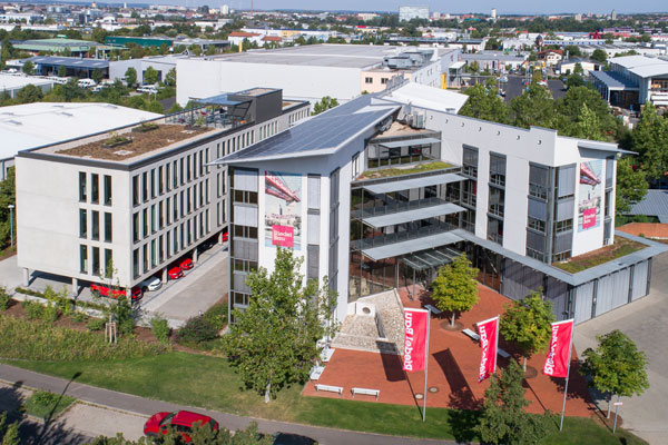 Drohnenaufnahme des Bürogebäudes in Schweinfurt