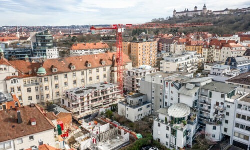 Drohnenaufnahme der Baustelle am Neunerplatz