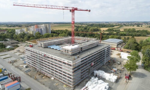 Baustellenfoto des Berufsschulzentrums Alfons Goppel