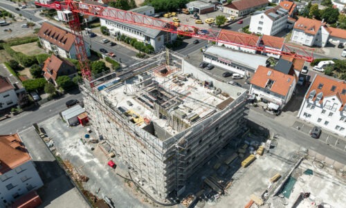 Luftaufnahme der Baustelle in Schlüchtern