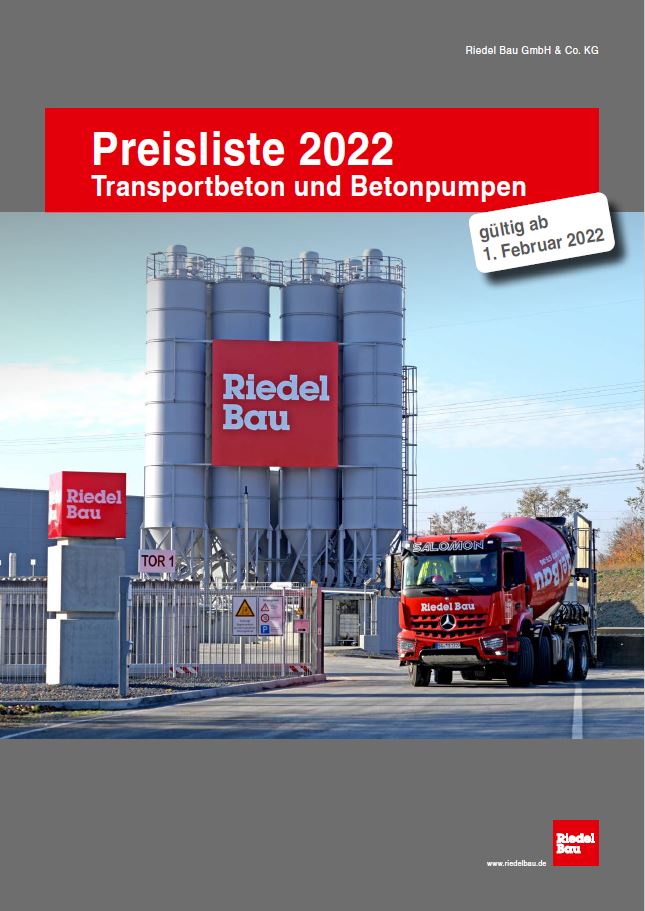 Riedel Bau Betonpreisliste 2022