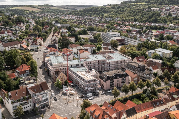 Baustellenbild aus der Luft des Seegartenquartiers in Bad Mergentheim