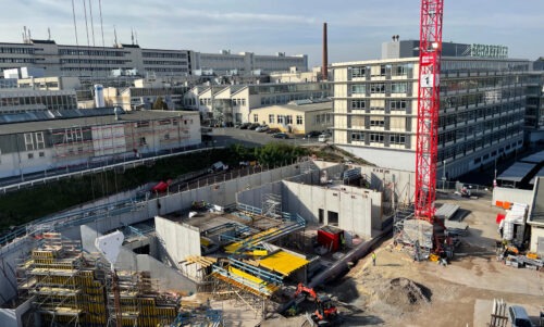 Drohnenaufnahme auf die Baustelle Zentrallabor Schaeffler Schweinfurt