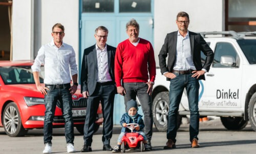 Gruppenbild mit Sebastian Dinkel, Klaus Weigand, Wilhelm Dinkel, Stephan Kranig und Sebastian Dinkels Sohn