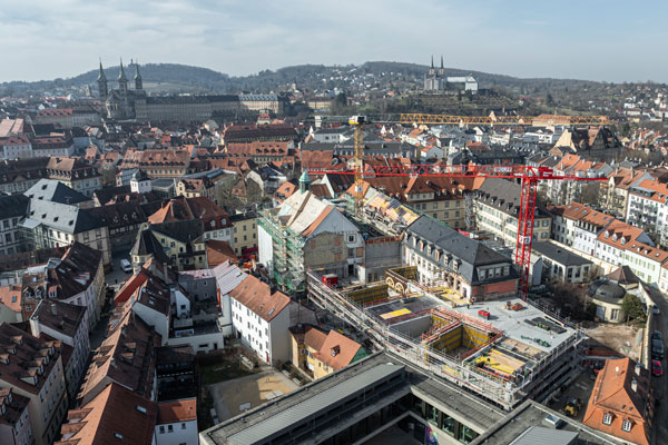 Drohnenaufnahme der Maria-Ward-Schule Baustelle